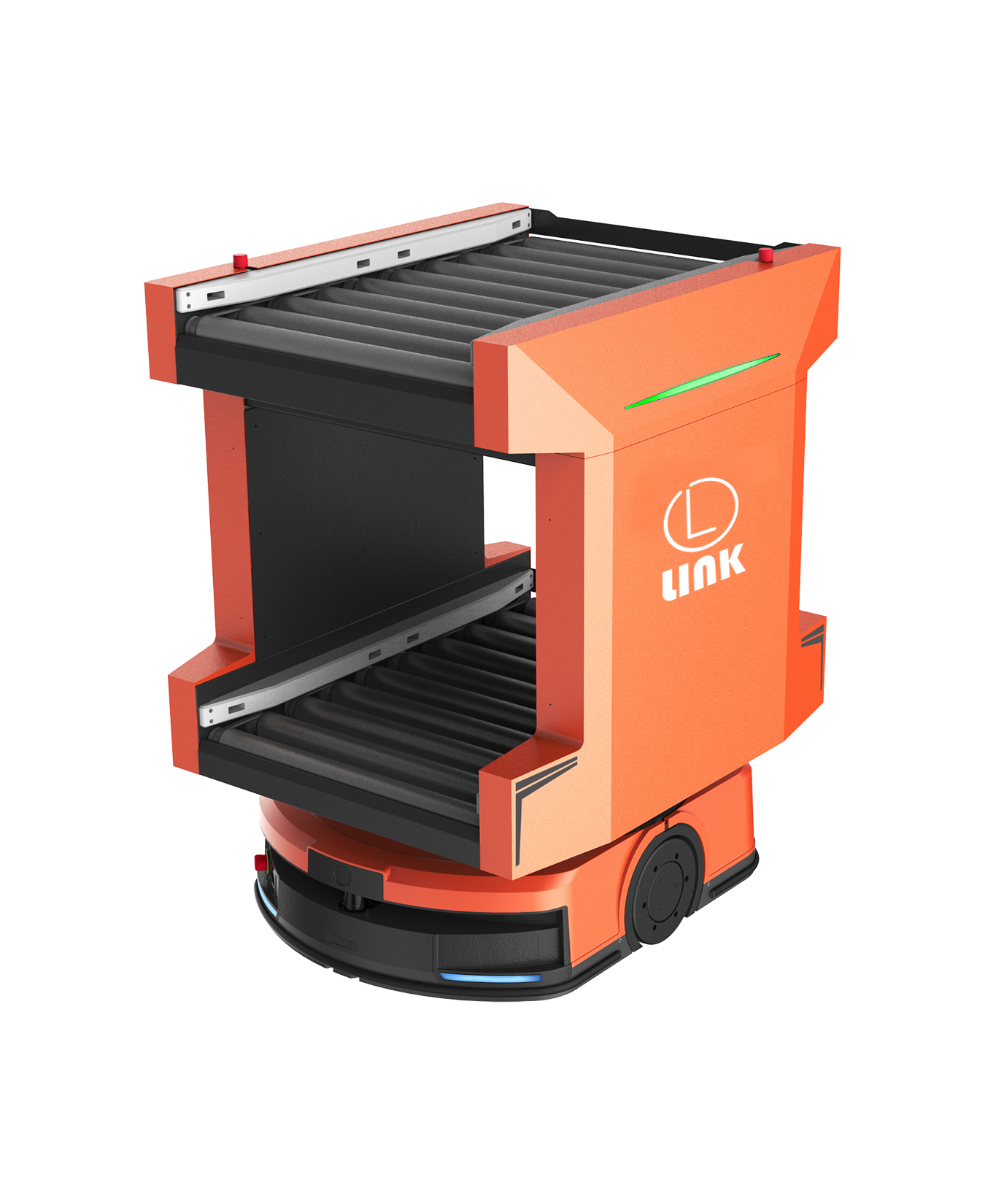 激光Slam导航双层双列四工位辊筒AGV